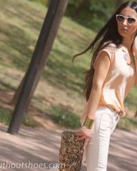 WHITE WAXED PANTS + PASTEL COLORS
