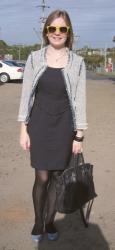 Zara Cardi, Valleygirl Dress, NineWest Glitter Flats, Marco Tagliaferri Bag