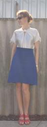 Ultramarine corduroy skirt; 6 different ways