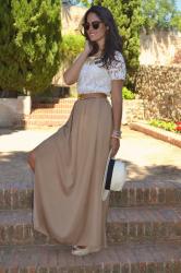 Maxi Skirt & Lace T-shirt