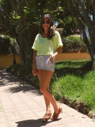 Fluor T-shirt & Striped Shorts.