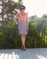 Peach + Purple Paisley