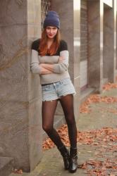 Teenager, Beanie, Denim Shorts