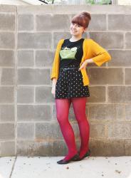 Pink Tights, Polka Dot Shorts, & A Yellow Cardigan