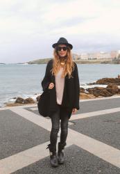 black oversized cardigan