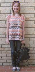 Jeanswest Tribal Print Tee, Sass and Bide Jeans, Marco Tagliaferri Bag, Studded MbMJ Mouse Flats