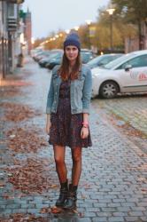 Floral, Denim, Beanie