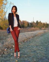 Burgundy Coated trouser