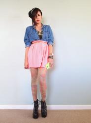 Neon Coral & Denim