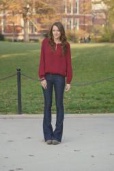 the burgundy blouse ~ 4 ways {1}.