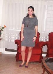 Gray Cable-knit Dress Mixed with Purple.