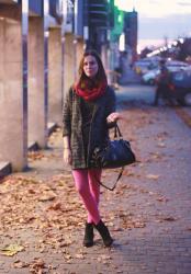 Pink Tights, Grey Outfit