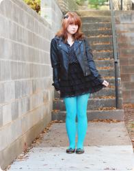 Bright Blue Tights, New Studded Flats, & A Sway Chic Review
