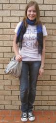 Jeans and a Tee: Scarf, Band Tee, Skinnies, Converse, Mimco Cocoon Bag