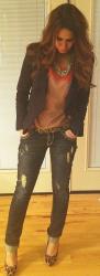 Silk Tee and Distressed Jeans