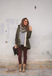 3X1 : Burgundy jeans : LOOK 3