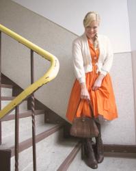 yesterday's office girl: orange white brown