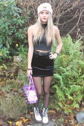 black outfit & the cutest bag