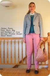 OOTDs: Teal, Grey, and Pink.