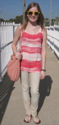 Jeanswest Print Tank, Apricot Skinny Jeans, Asos Sandals, Marc by Marc Jacobs Hillier Hobo Bag
