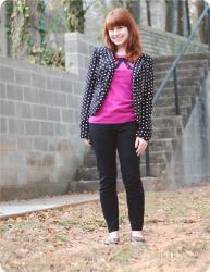 Pink Bow Sweater & a Polka Dot Blazer
