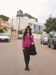 Purple Shirt + perfect hat