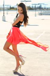 Neon Orange Cut-Out Dress