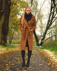 Brown coat.