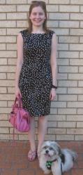 French Connection Spotty Dress, Balenciaga Sorbet City Bag and Studded Sandals