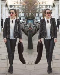 Chanel Earrings, Boucle Jacket & Miu Miu Sunglasses