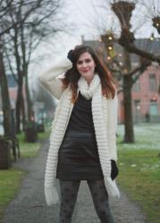 Dotted tights and Fluffball Cardigan