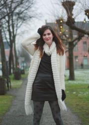 Dotted tights and Fluffball Cardigan