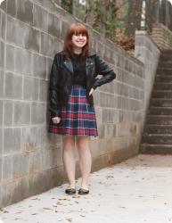 Plaid Skirt, Harp Pin, & a Leather Jacket