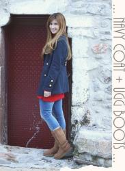 NAVY COAT + UGG BOOTS