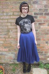 swishy skirt and moon tee