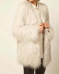 white faux fur