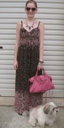 Floral Maxi Dress, Pink Accessories, Balenciaga Sorbet City Bag