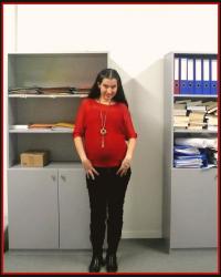 Black Skinnies and Red Dolman Sweater.