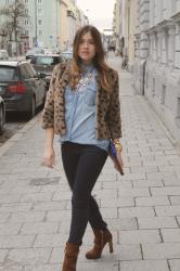 Denim and animal print