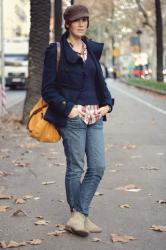 Knit vest & plaid