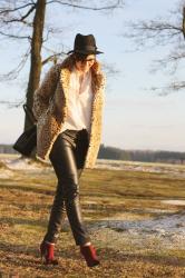 leo coat and leather pants