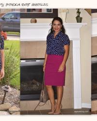 Closet Remix: Navy polka dot blouse