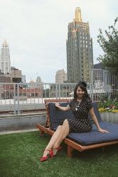 Wearing a 1950s Wiggle Dress High Above the City