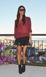 Look 201- Leather Skirt & Polka Dots