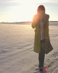 Winter White & Yellow Peplum