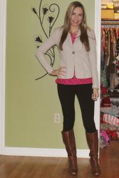 MORE DRESSINES: BR KNIT BLAZER & LOFT LACE TEE