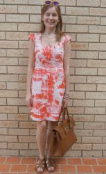 French Connection Printed Shift Dress, Mulberry Bayswater | Jeanswest Cami and Pencil Skirt, Sarah Conners Bag