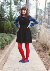 Red Tights, Blue Plaid, & a Superhero Bow