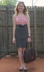 Printed Cami and Pencil Skirt, French Connection Dress, Marc By Marc Jacobs Fran Bag