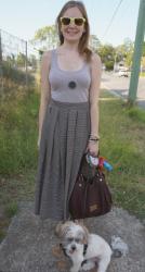 International Giveaway | Striped Skirt, Marc Jacobs Fran | Feather Print Maxi Dress